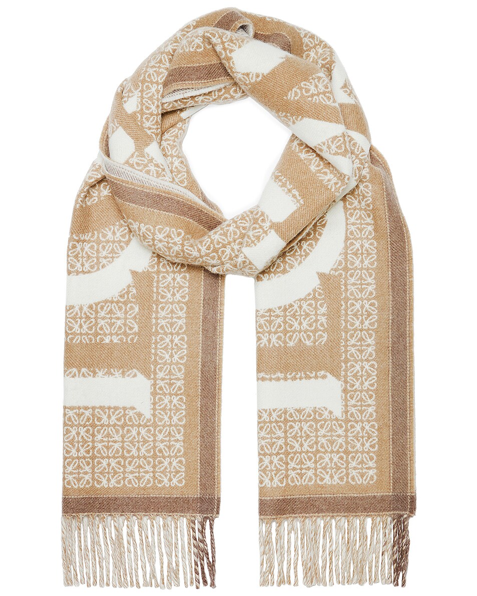 Image 1 of Loewe Love Scarf in White & Beige