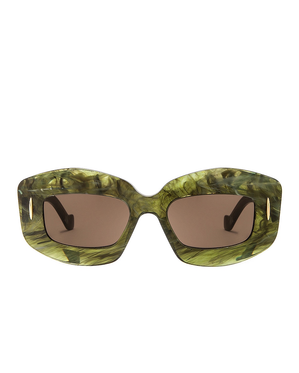 Image 1 of Loewe Rectangle Sunglasses in Shiny Green Marble