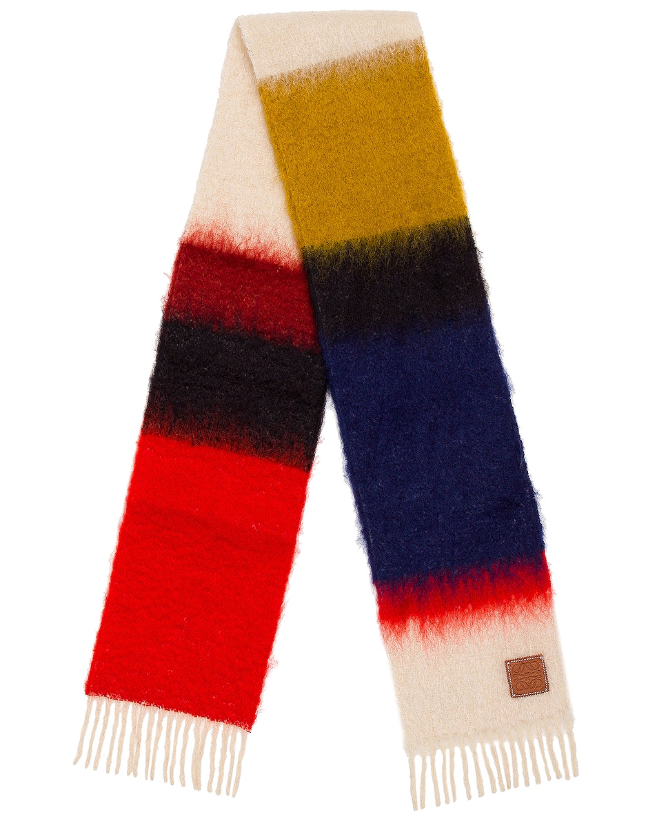 Image 1 of Loewe Mohair Stripes Scarf in Red & Multicolour