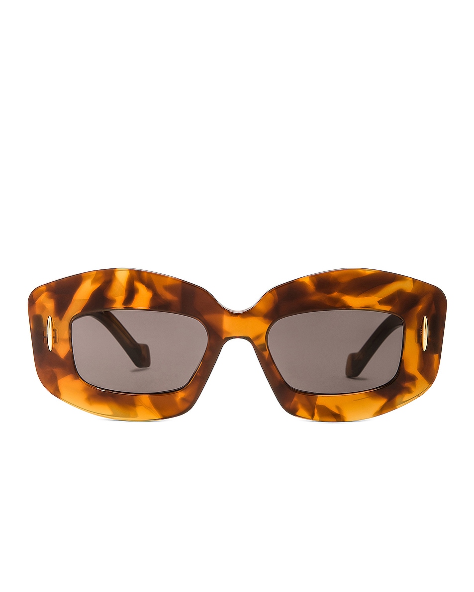 Image 1 of Loewe Rectangle Sunglasses in Shiny Autumnal Havana