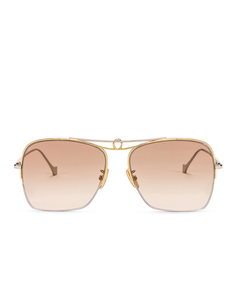Image 1 of Loewe Metal Square Sunglasses in Gold & Gradient Brown