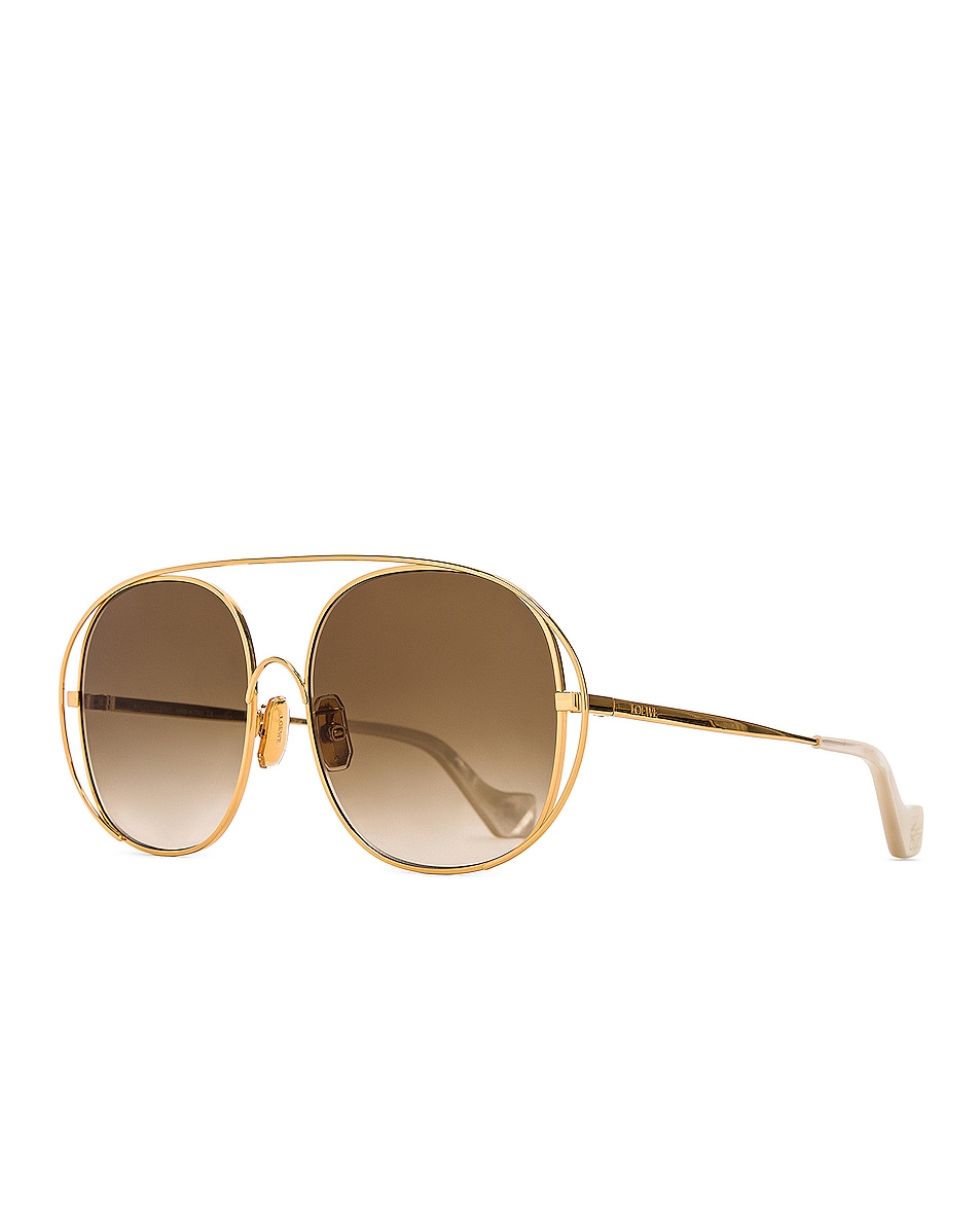 Loewe Metal Round Sunglasses in Shiny Endura Gold & Gradient Brown FWRD