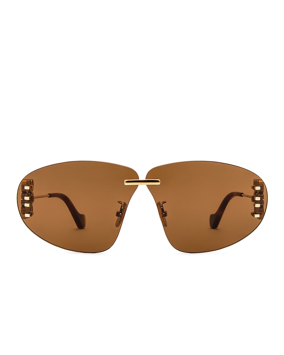 Image 1 of Loewe Metal Anagram Sunglasses in Brown & Shiny Endura Gold