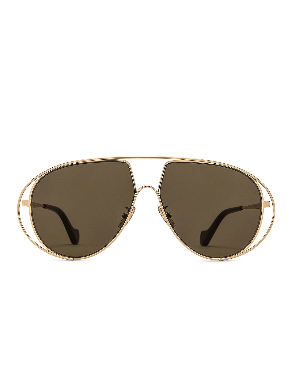 Image 1 of Loewe Metal Pilot Sunglasses in Green & Gold