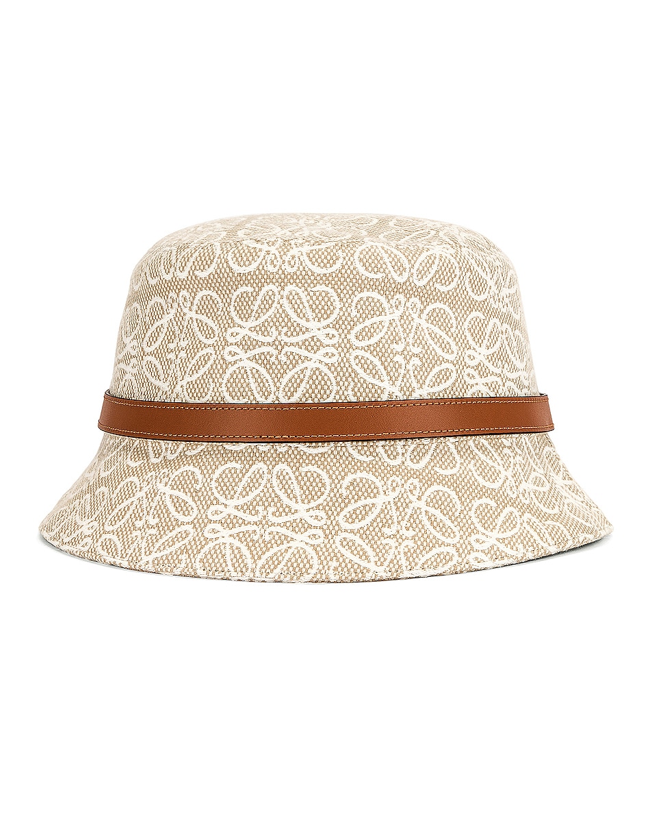 Image 1 of Loewe Anagram Bucket Hat in Ecru & Soft White