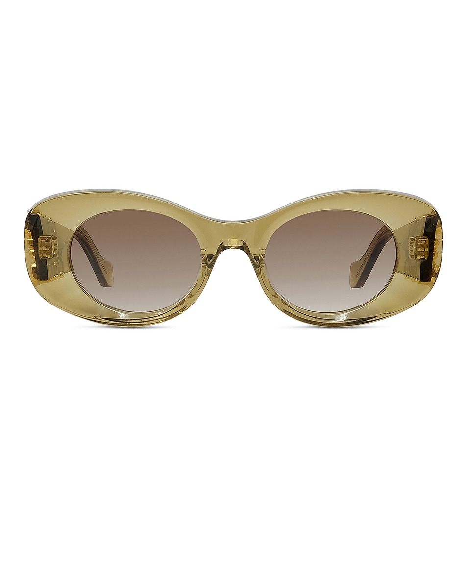 Image 1 of Loewe Maxi Anagram Sunglasses in Shiny Dark Green & Gradient Brown