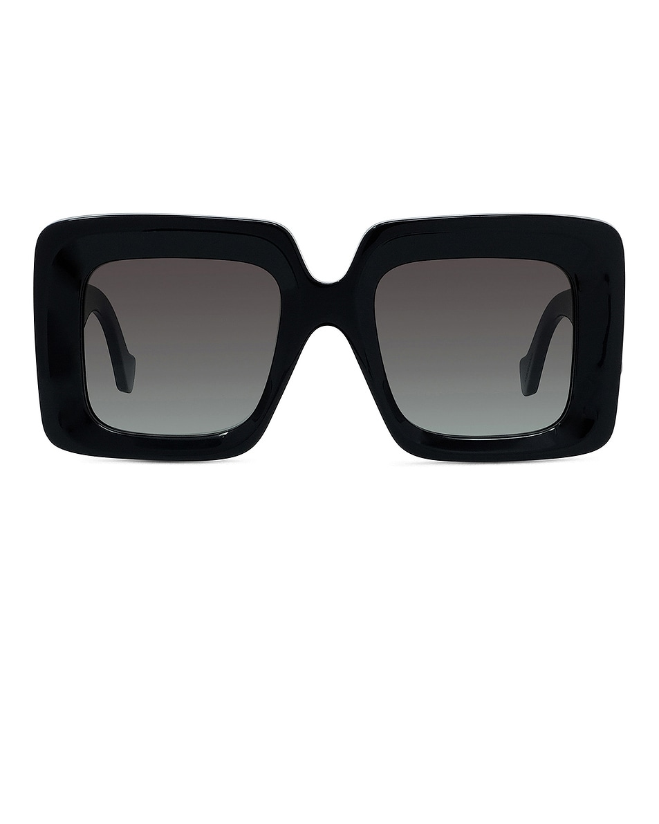 Image 1 of Loewe Maxi Anagram Sunglasses in Shiny Black & Gradient Smoke