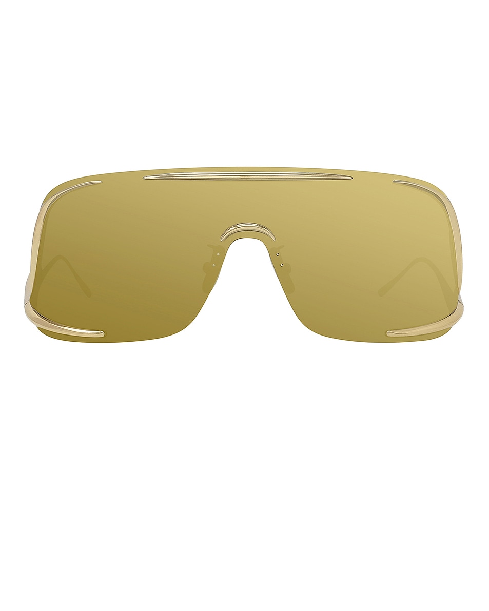 Image 1 of Loewe Shield Sunglasses in Shiny Endura Gold & Brown Mirror