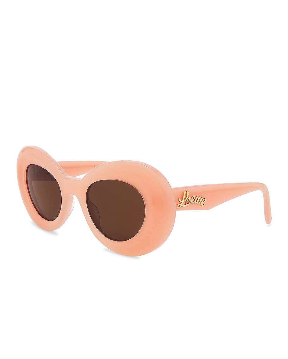 Loewe Curvy Sunglasses In Shiny Pink And Brown Fwrd 1240