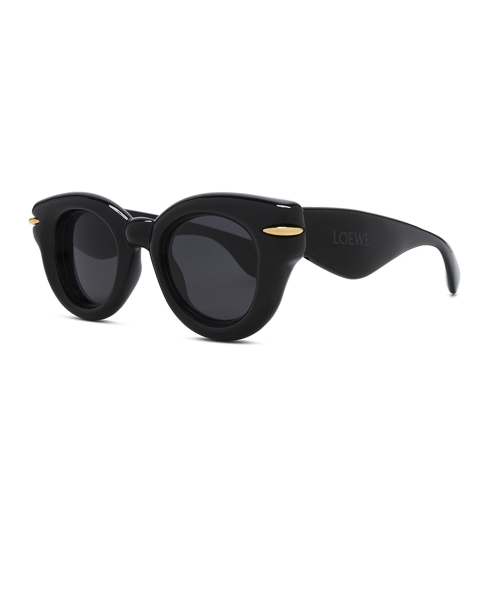 Loewe Inflated Sunglasses In Shiny Black And Smoke Fwrd 5890