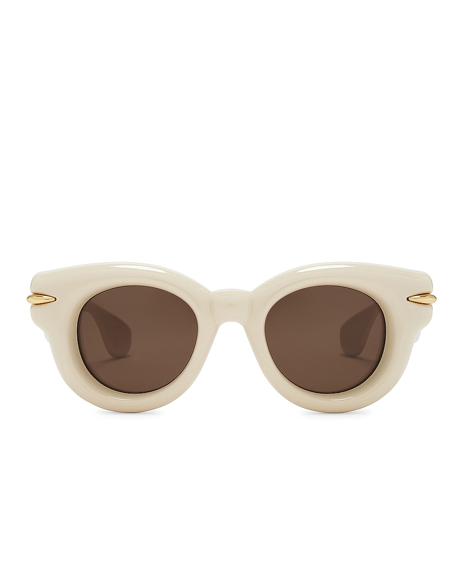 Image 1 of Loewe Inflated Sunglasses in Ivory & Brown