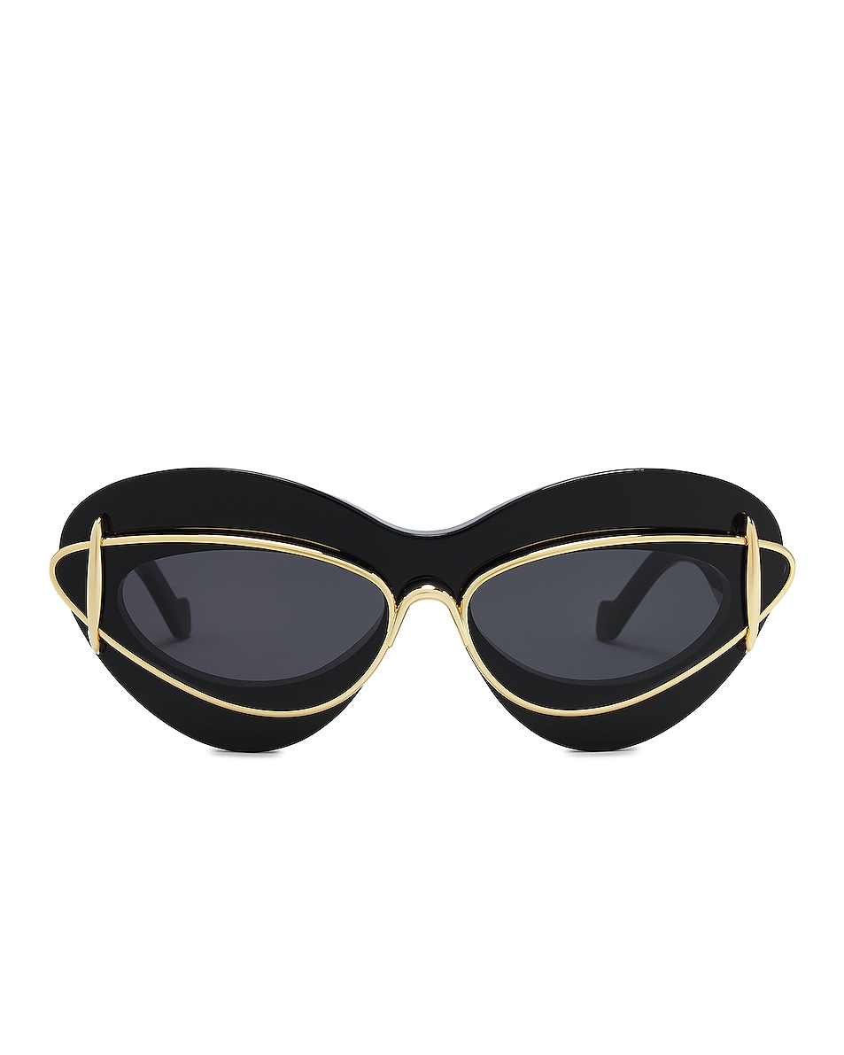 Image 1 of Loewe Double Frame Sunglasses in Shiny Black & Smoke