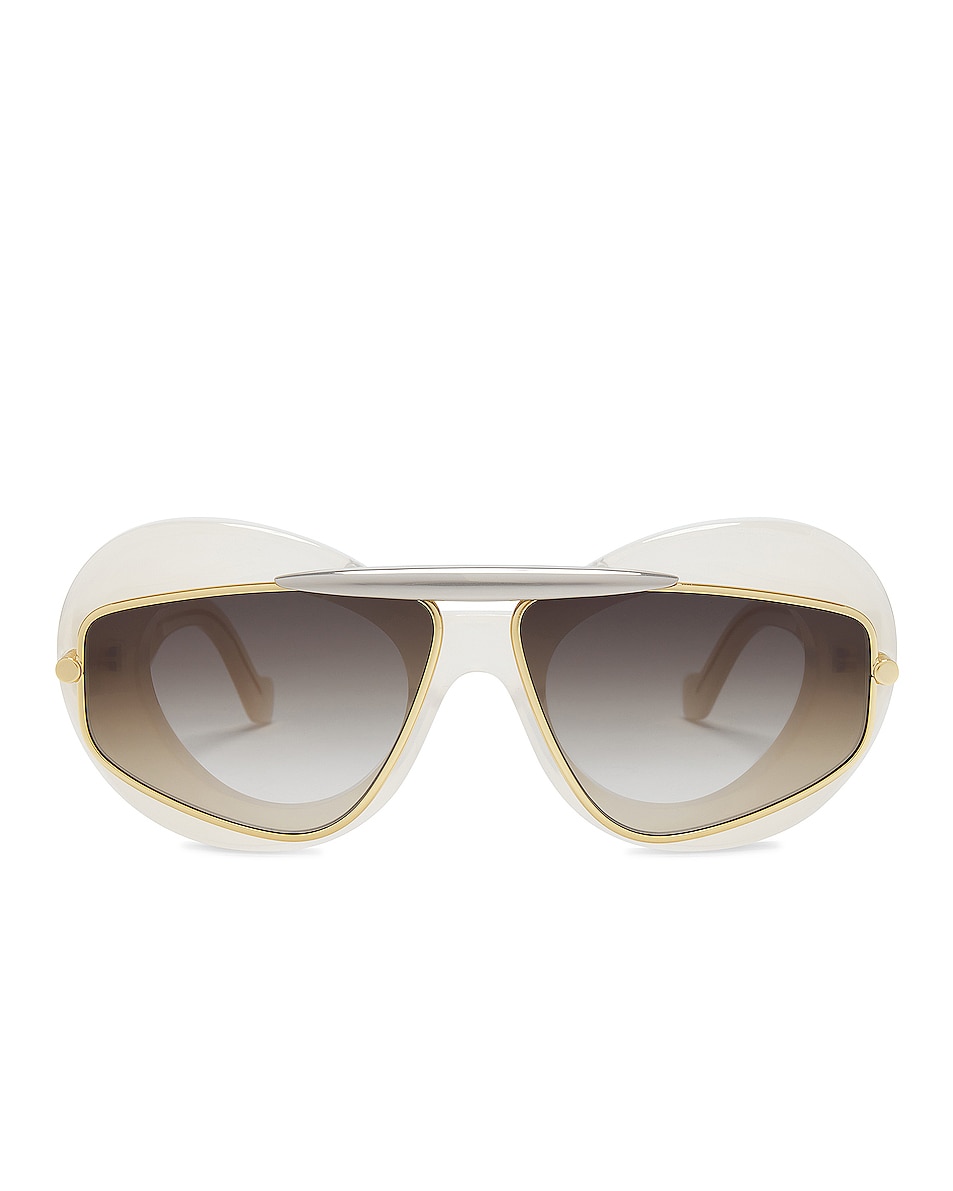 Image 1 of Loewe Double Frame Sunglasses in Ivory & Gradient Brown