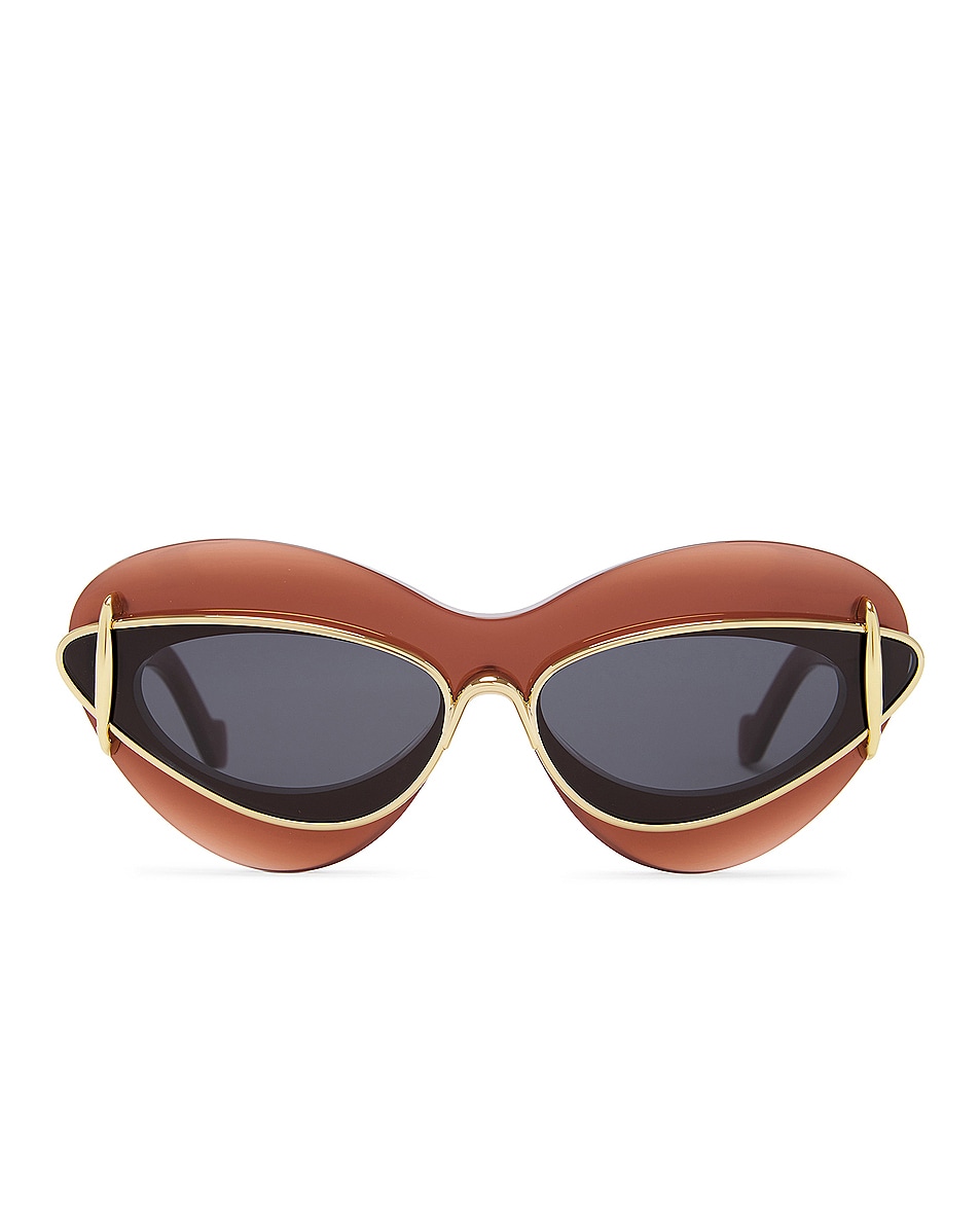 Image 1 of Loewe Double Frame Sunglasses in Shiny Red & Smoke