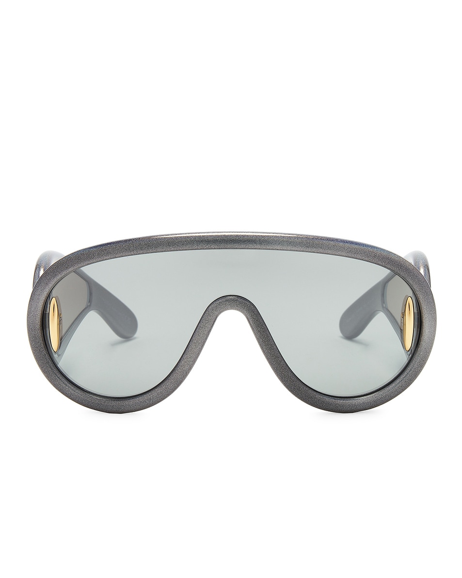 Image 1 of Loewe Shield Sunglasses in Black & Blue Mirror