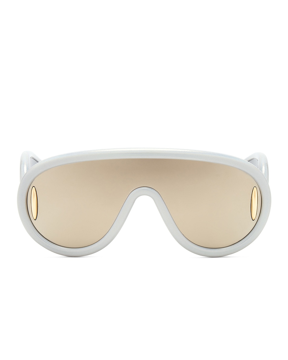 Image 1 of Loewe Shield Sunglasses in White & Smoke Mirror