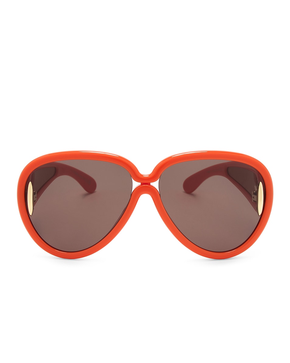Image 1 of Loewe Shield Sunglasses in Shiny Orange & Brown