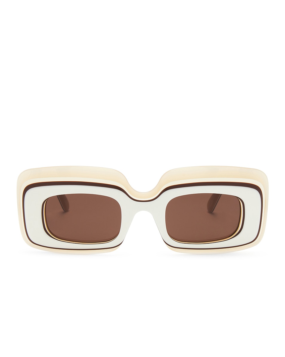 Image 1 of Loewe Rectangular Sunglasses in Ivory & Brown