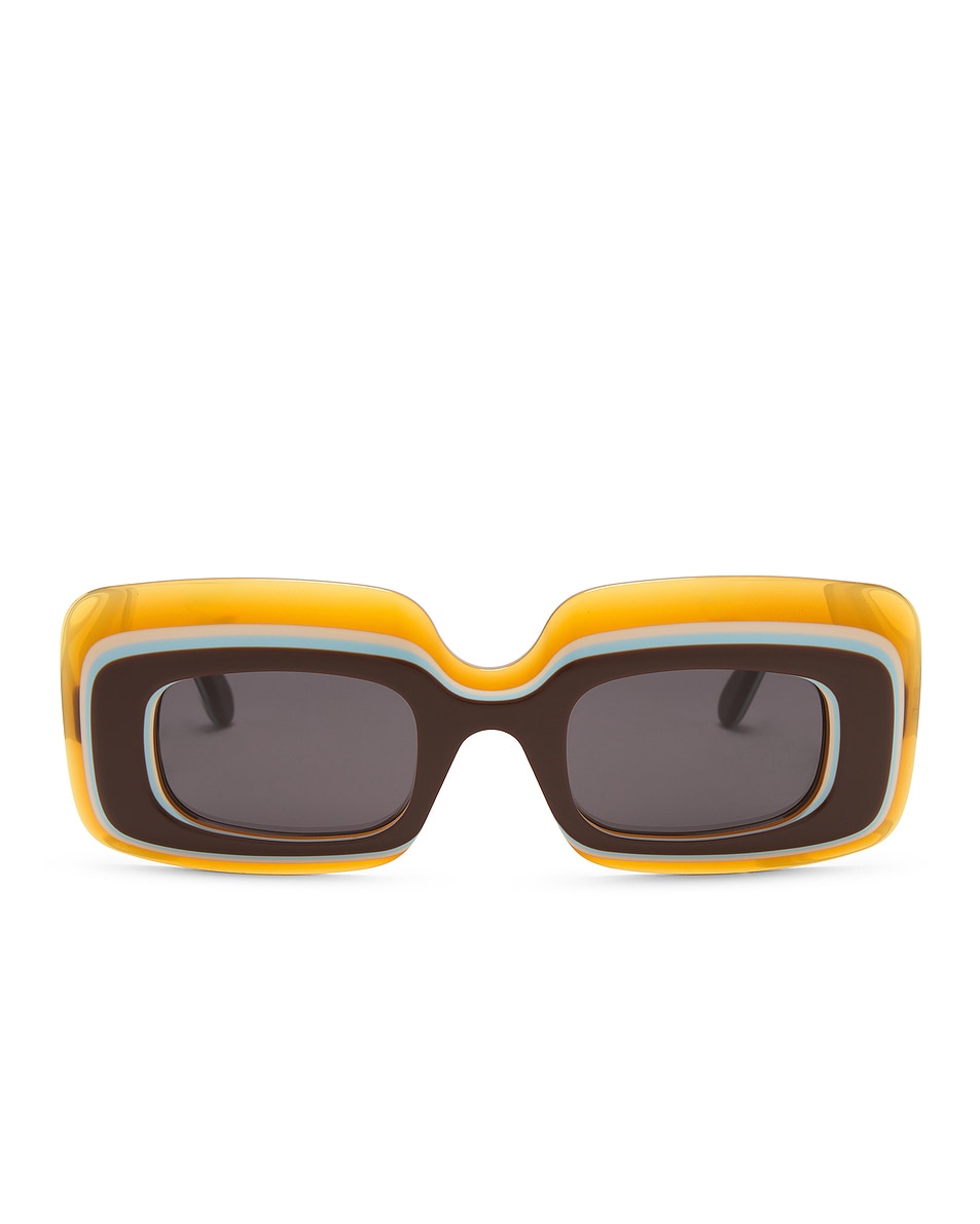 Image 1 of Loewe Rectangular Sunglasses in Light Brown & Smoke