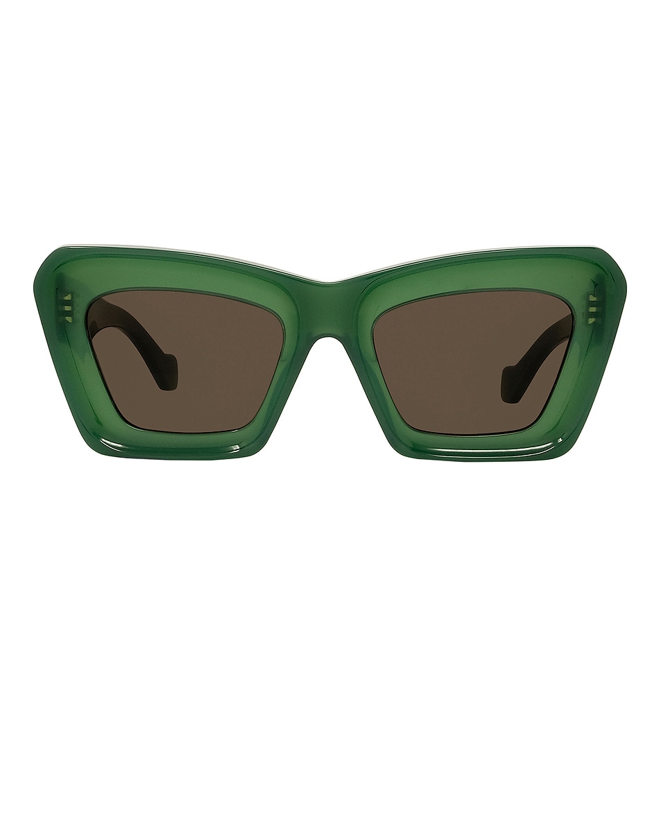 Image 1 of Loewe Anagram Sunglasses in Shiny Dark Green & Brown