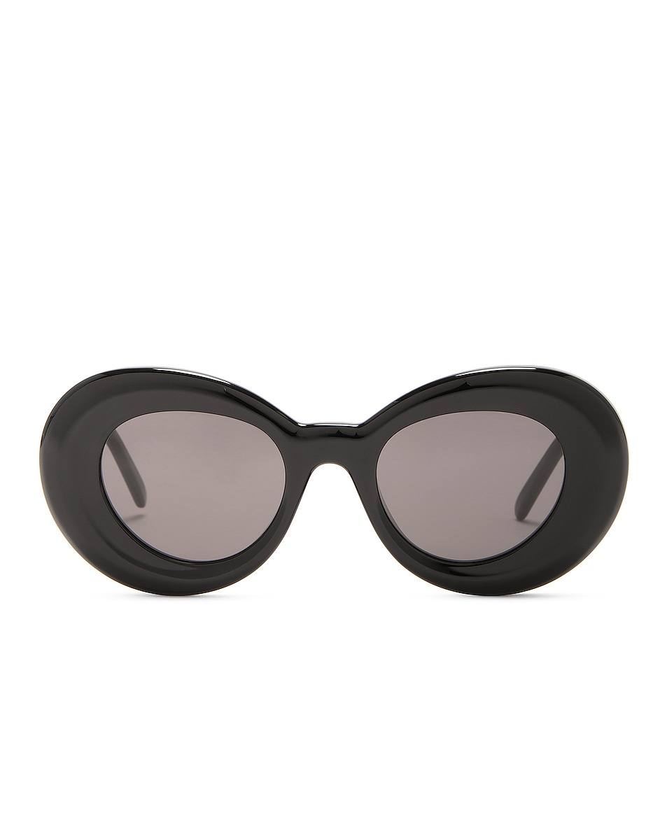 Image 1 of Loewe Curvy Sunglasses in Shiny Black & Smoke
