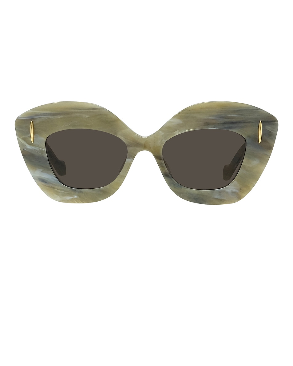 Image 1 of Loewe Anagram Sunglasses in Shiny Khaki Marble & Dark Brown