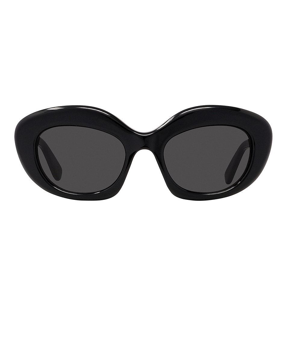 Image 1 of Loewe Curvy Sunglasses in Shiny Black & Smoke