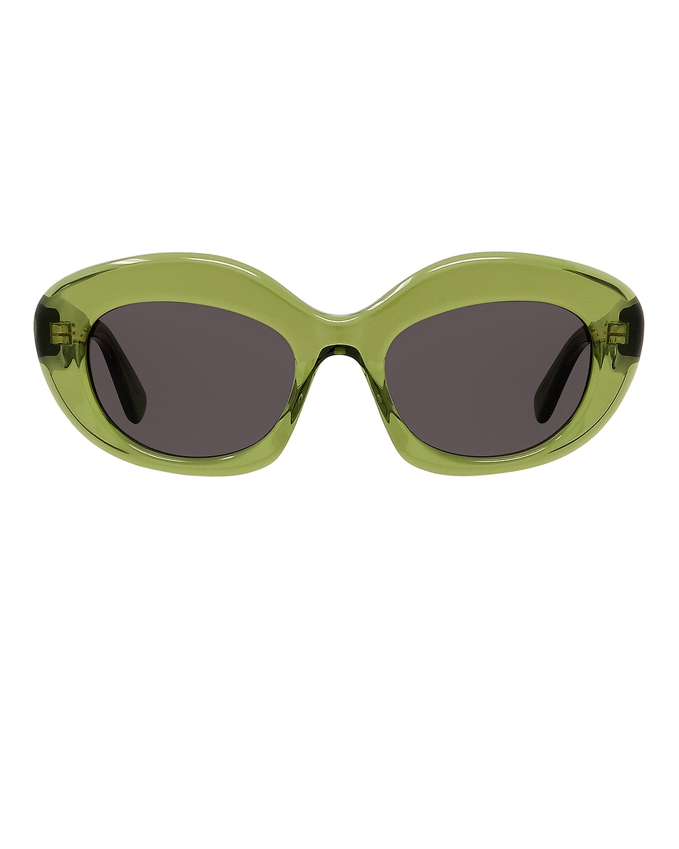 Image 1 of Loewe Curvy Sunglasses in Shiny Dark Green & Smoke