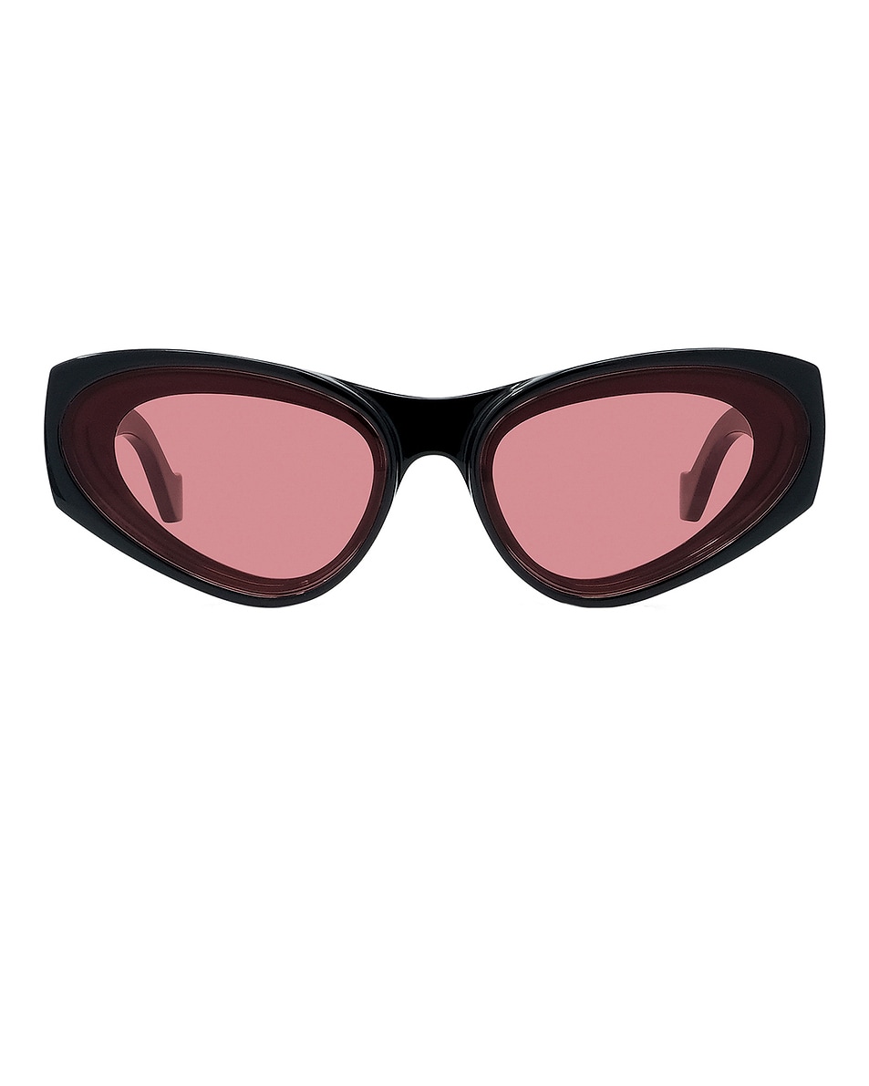 Image 1 of Loewe Oval Sunglasses in Shiny Black & Blue