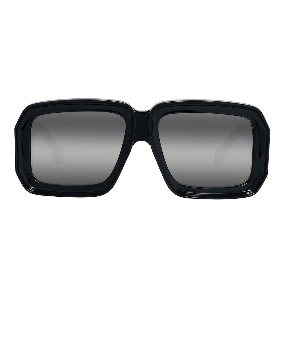 Image 1 of Loewe Square Sunglasses in Shiny Black & Smoke Mirror