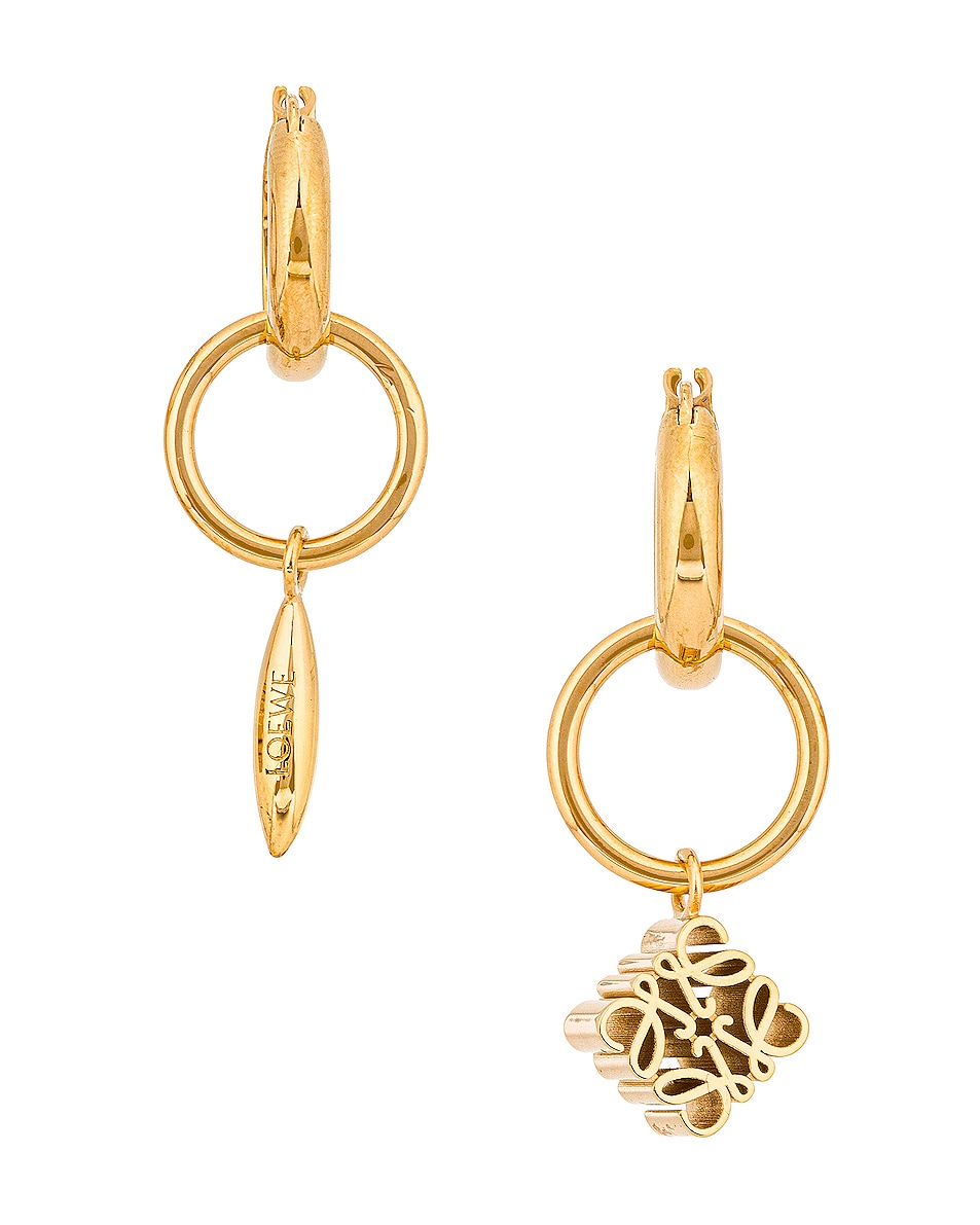 Image 1 of Loewe Anagram Asymmetric Earrings in Gold
