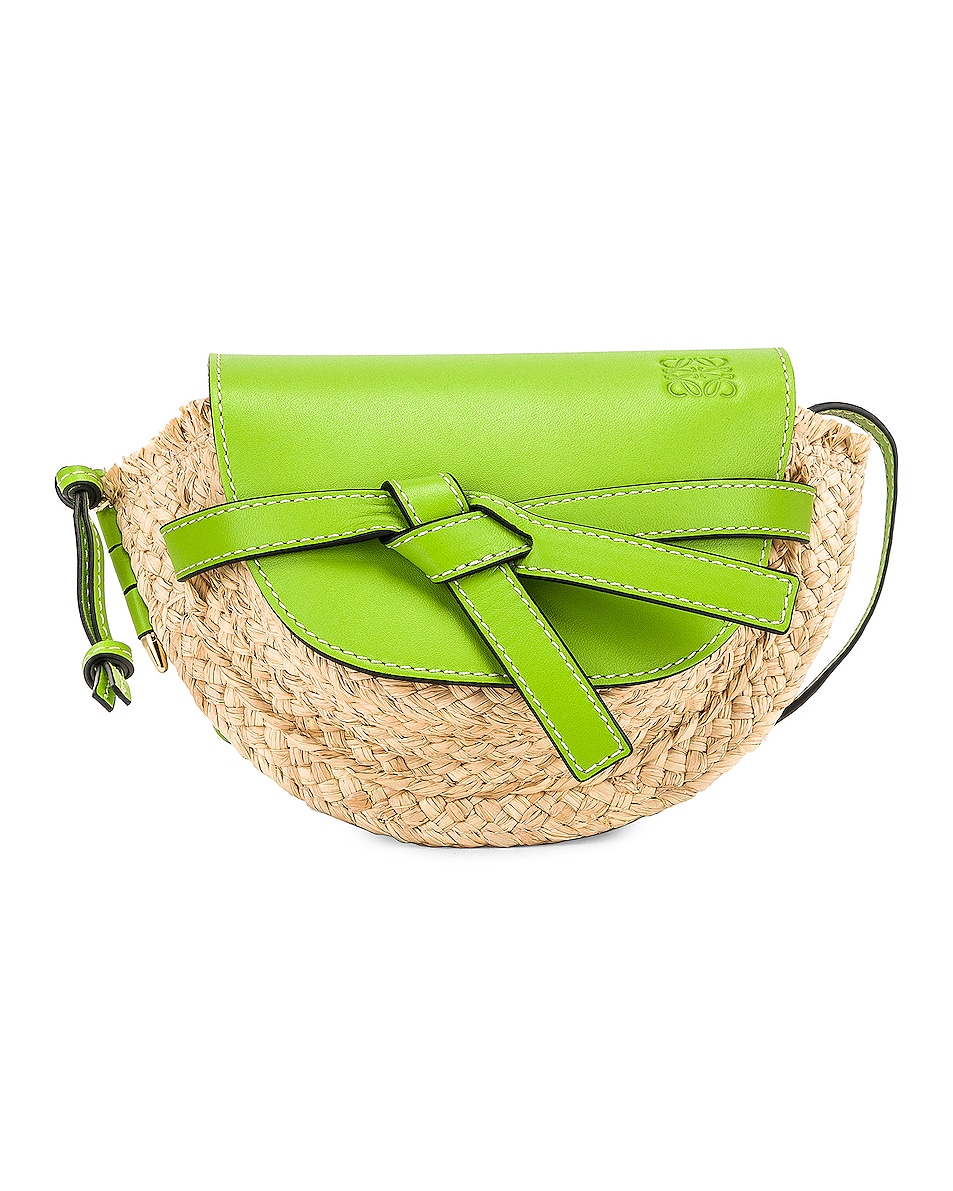 Image 1 of Loewe Mini Gate Bag in Green & Natural