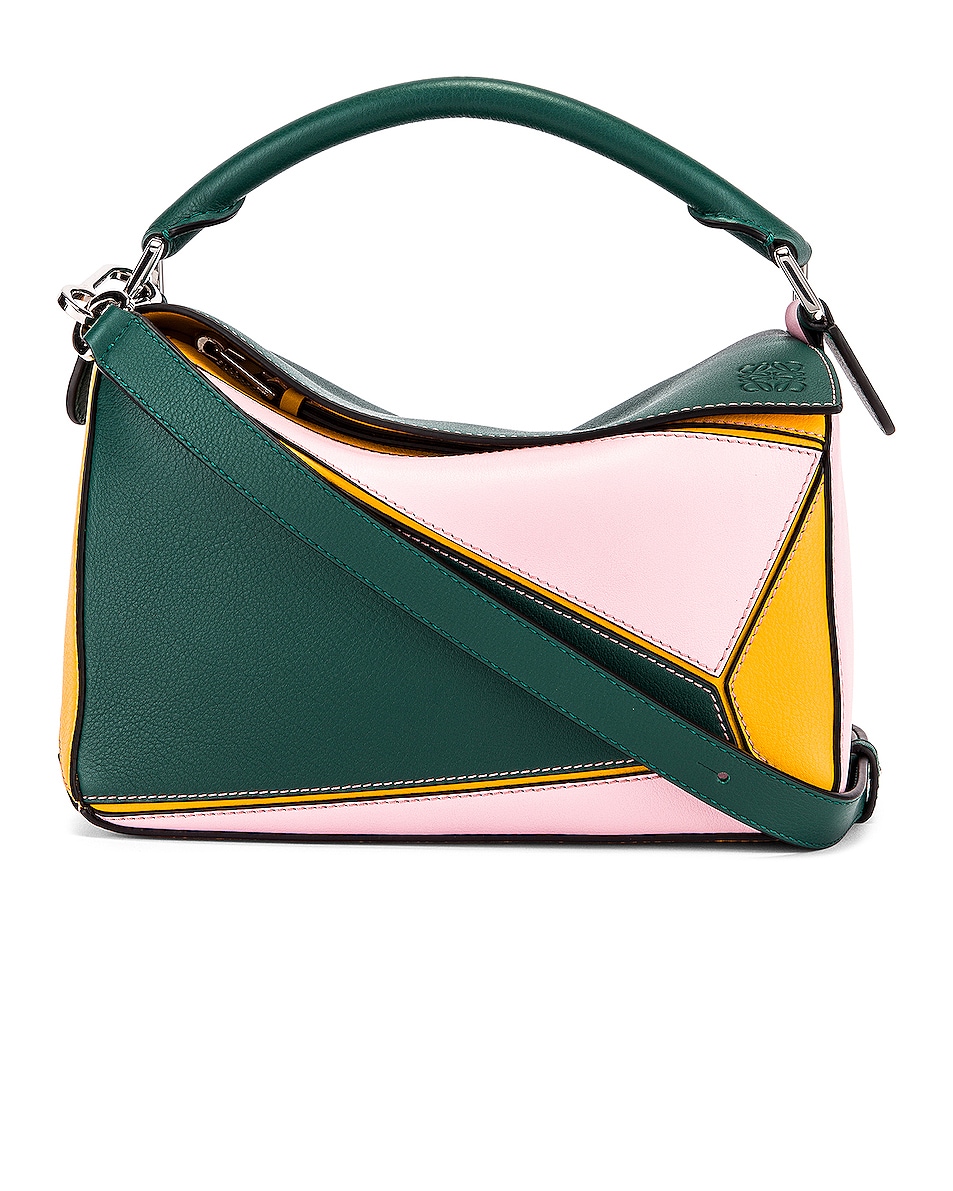 Image 1 of Loewe Puzzle Small Bag in Green & Pastel Pink