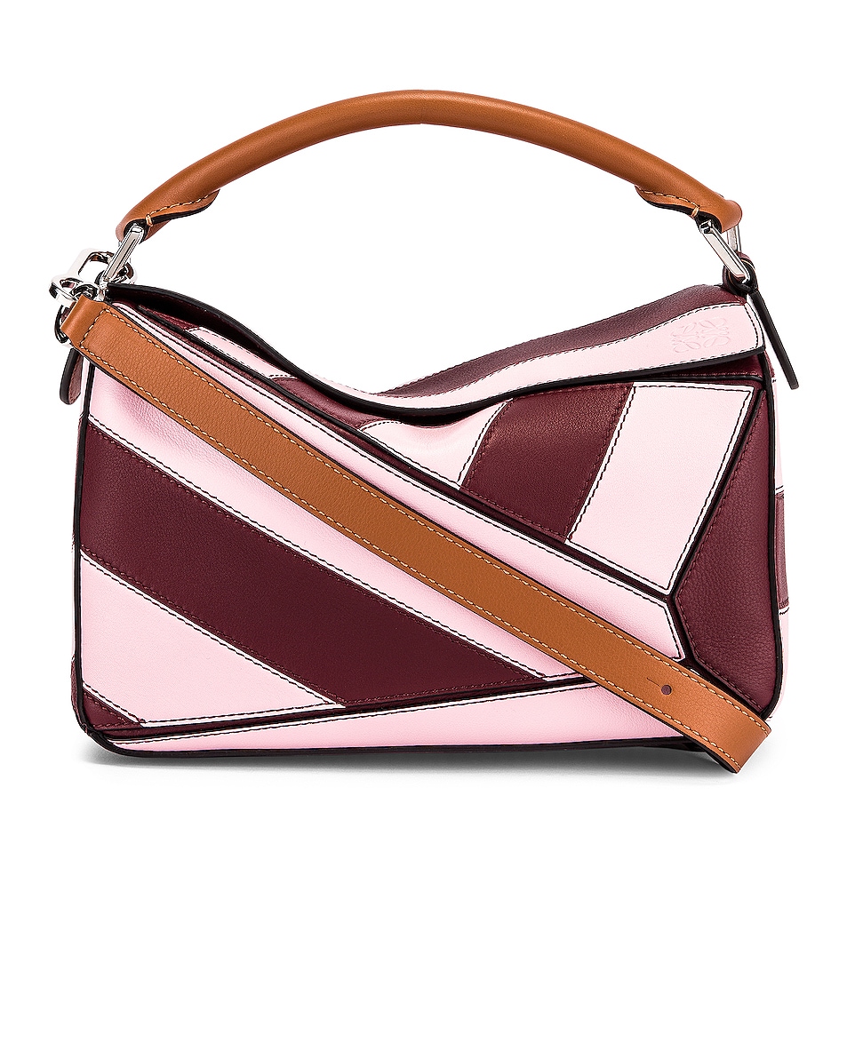 Image 1 of Loewe Puzzle Rugby Small Bag in Wine & Pastel Pink
