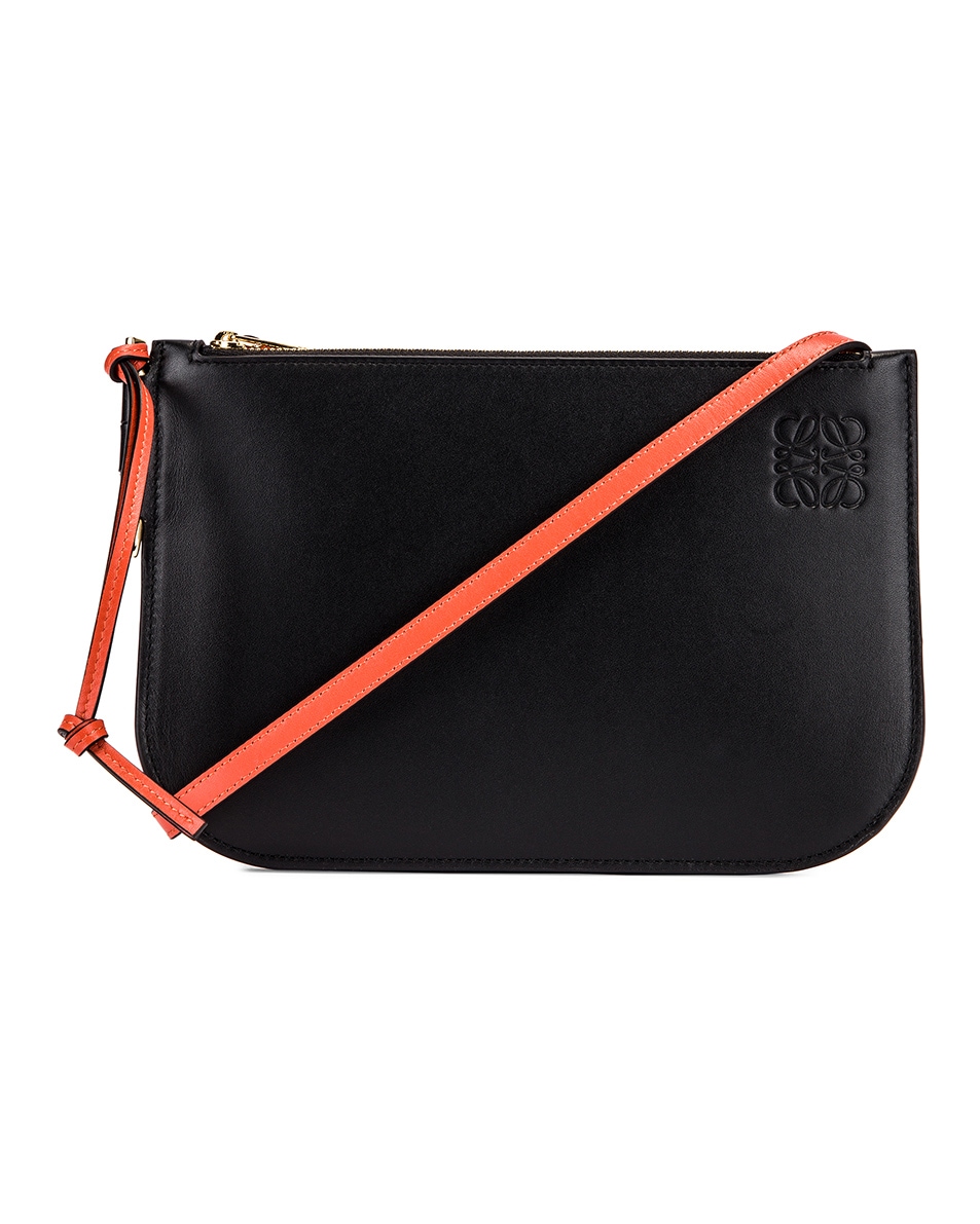 Image 1 of Loewe Gate Double Zip Pouch in Vermillion & Black