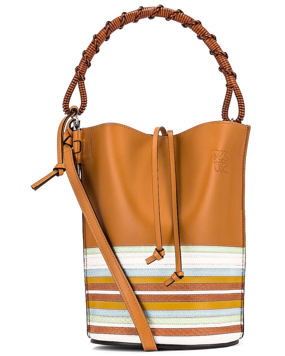 Image 1 of Loewe Gate Bucket Handle Marine Bag in Honey & Multicolor