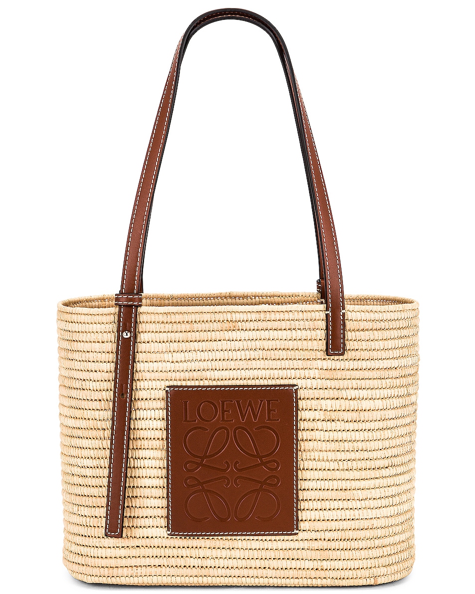 Loewe Square Basket Small Bag in Natural & Pecan | FWRD