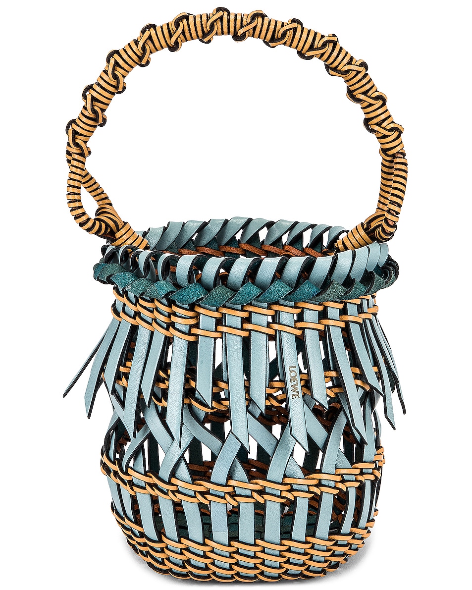 Image 1 of Loewe Fringes Bucket Small Bag in Light Blue & Honey