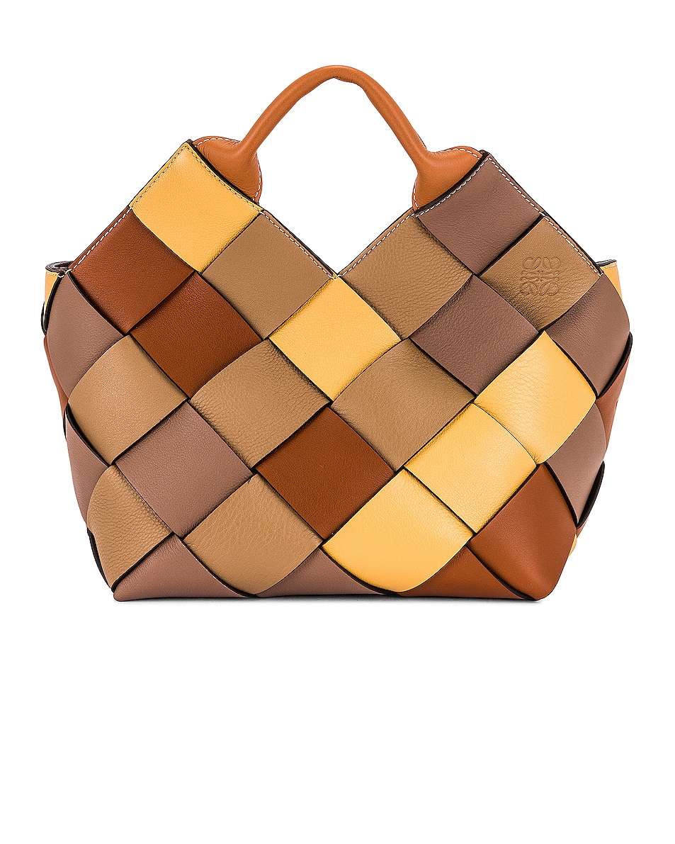 Image 1 of Loewe Woven Basket Small Bag in Hazelnut & Camel