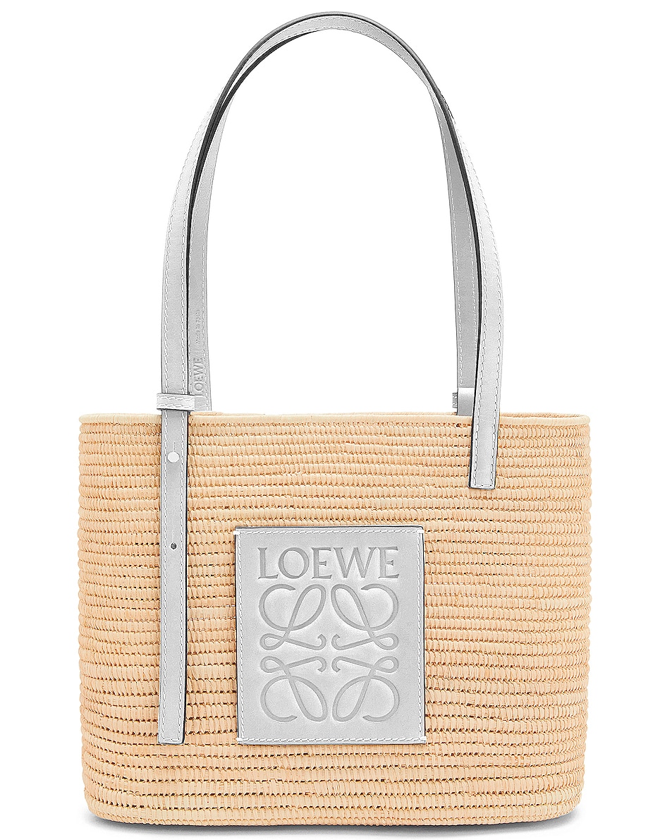 Image 1 of Loewe Small Square Basket Bag in Natural & White