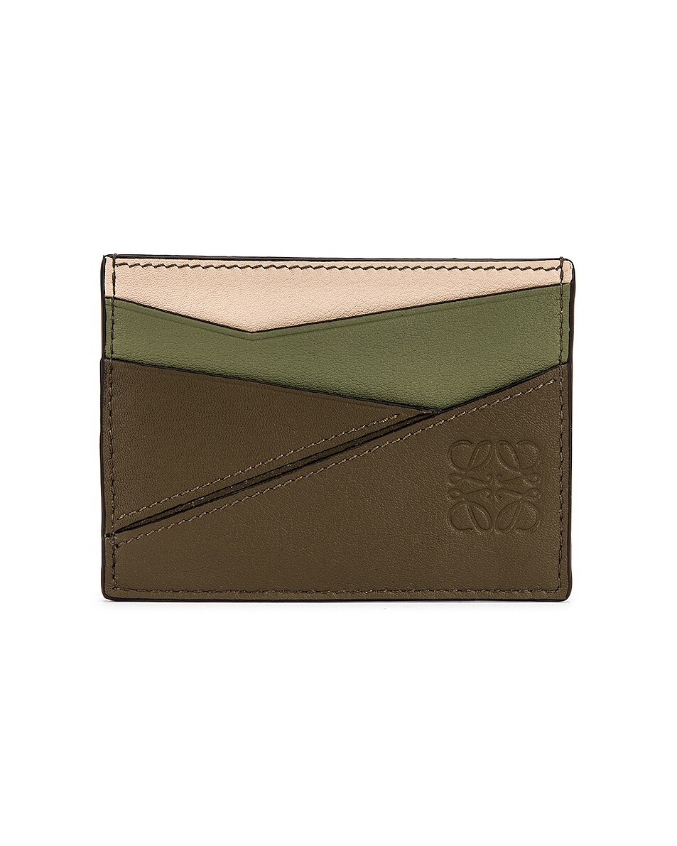 Image 1 of Loewe Puzzle Plain Cardholder in Autumn Green & Avocado Green