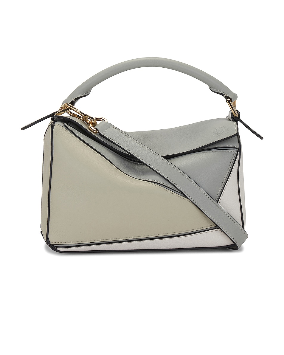 Image 1 of Loewe Puzzle Small Bag in Ash Grey & Marble Green