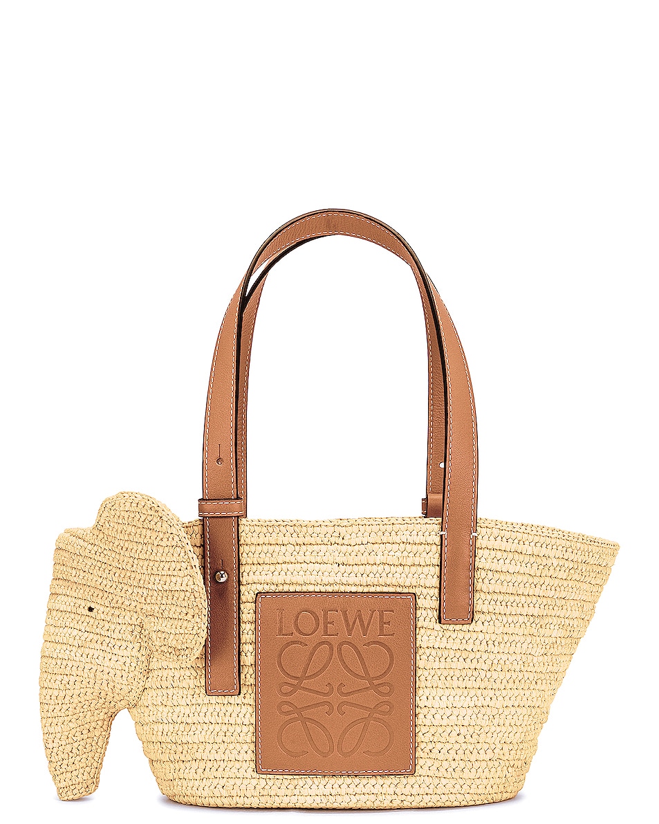 Image 1 of Loewe Elephant Basket Small Bag in Natural & Tan