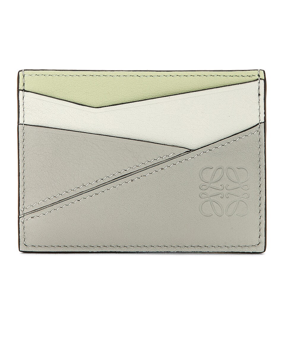 Image 1 of Loewe Puzzle Plain Cardholder in Ash Grey & Light Celadon