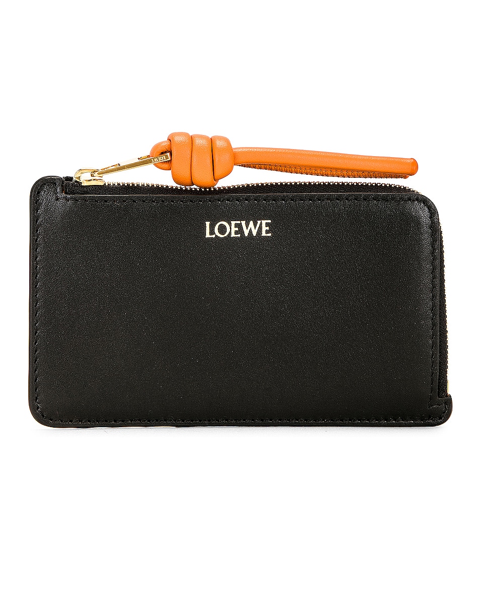 Image 1 of Loewe Knot Coin Cardholder in Black & Bright Orange