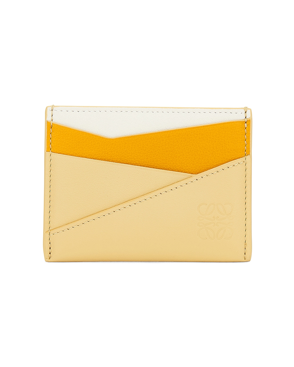 Image 1 of Loewe Puzzle Multicolor Plain Cardholder in Sunflower, Soft White, & Dark Butter