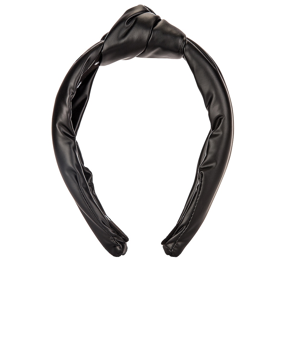 Image 1 of Lele Sadoughi Faux Leather Knotted Headband in Black Leather