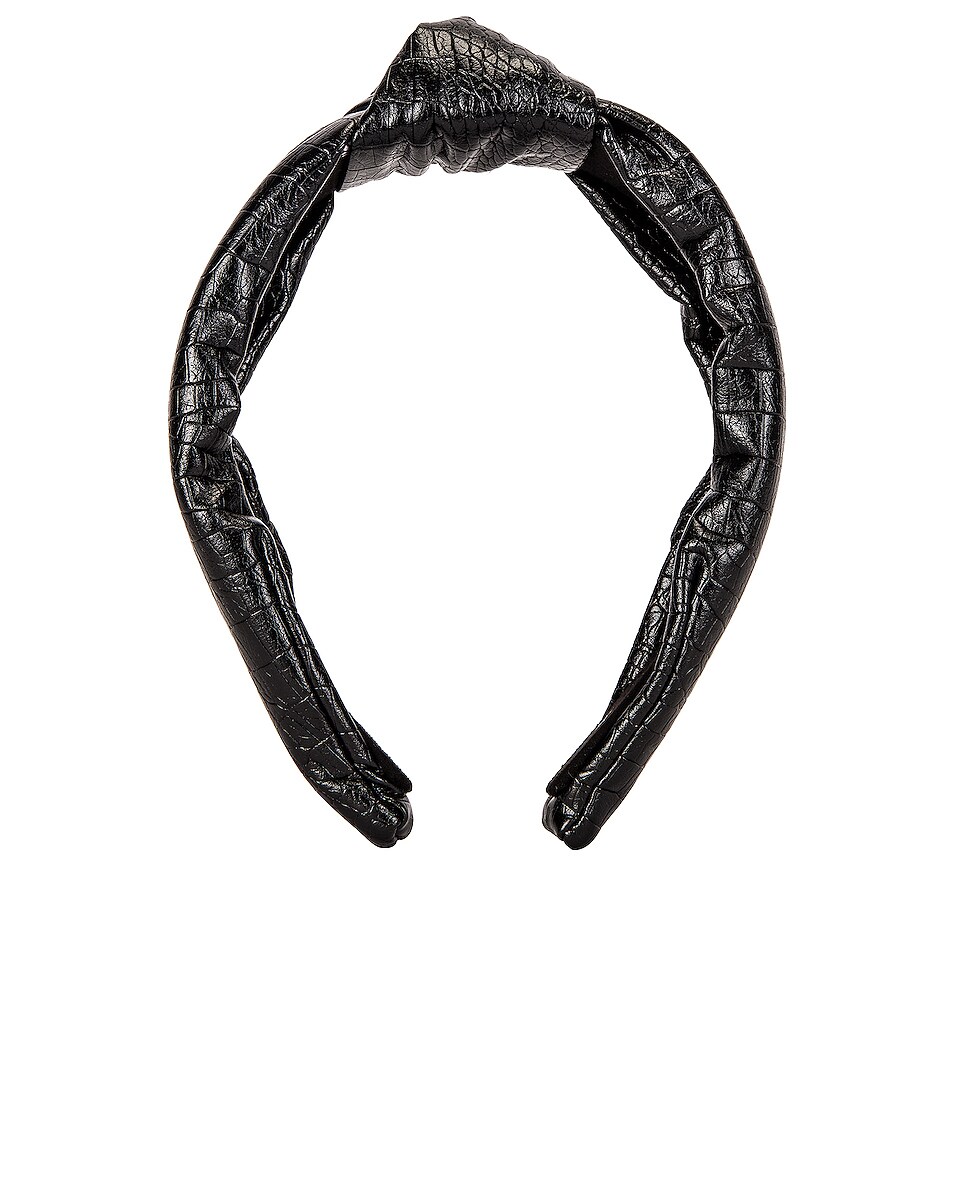 Image 1 of Lele Sadoughi Faux Croc Knotted Headband in Jet
