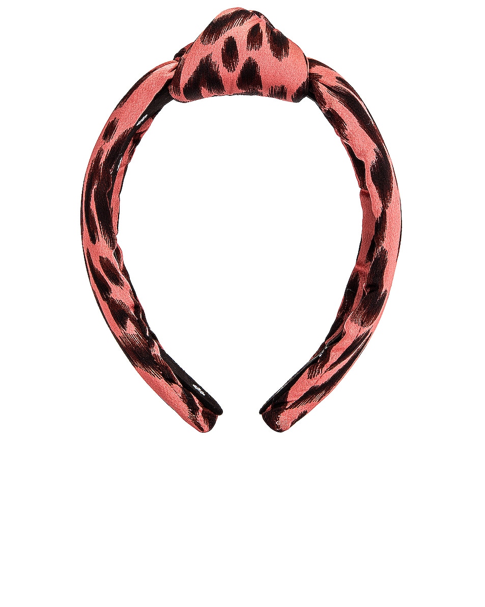 Image 1 of Lele Sadoughi Silk Knotted Headband in Pink Leopard