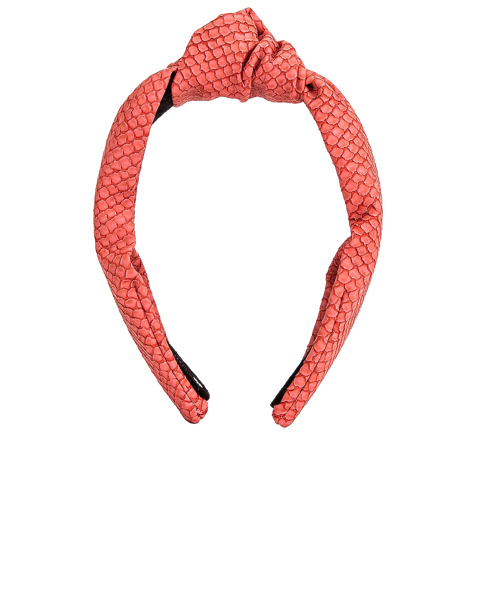 Image 1 of Lele Sadoughi Python Embossed Headband in Coral